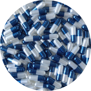 Size 0 Pearl Blue and Silver-White Gelatin Capsules, Empty Capsules