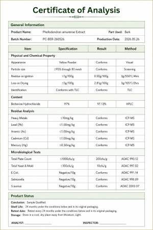 Berberine Hydrochloride 97% Powder