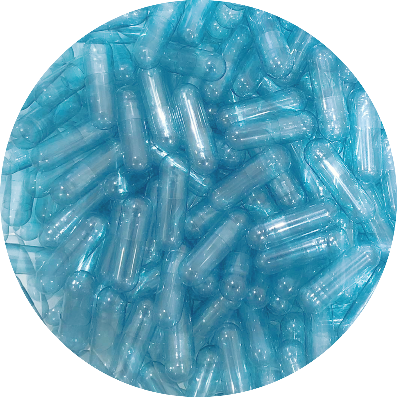 Homepage PURE EMPTY CAPSULES 6 Pure Capsules® Blue Clear Size 1 Empty Vegetarian Capsules, Vegan HPMC Capsules, TiO₂-Free, Natural Colorant